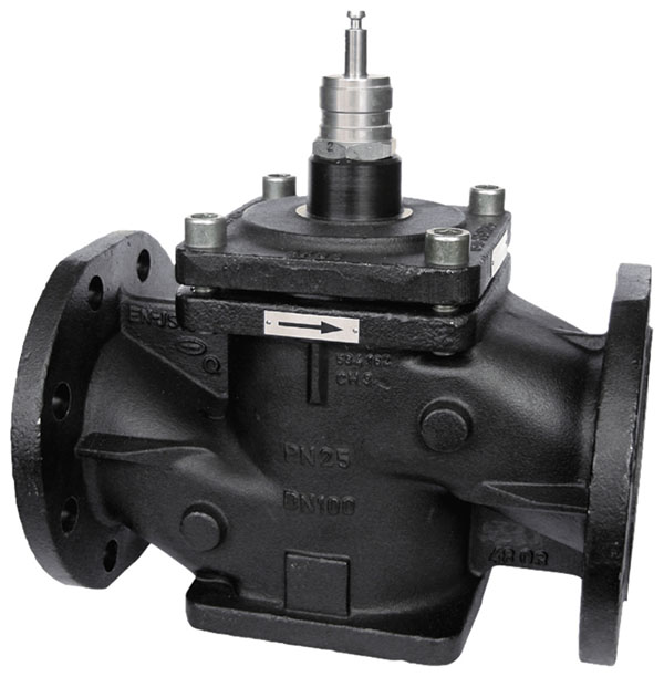 Pressure-relieved 2-way flanged valve, PN 25 (el.)
